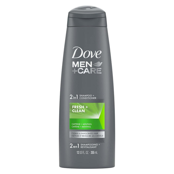 Dove Men+Care Fortifying 2-in-1 Shampoo and Conditioner Fresh & Clean with Caffeine, 12 oz