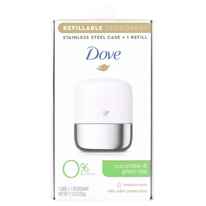 Dove Women's Refillable Deodorant Stick Starter Kit Cucumber & Green Tea, 1.13 oz