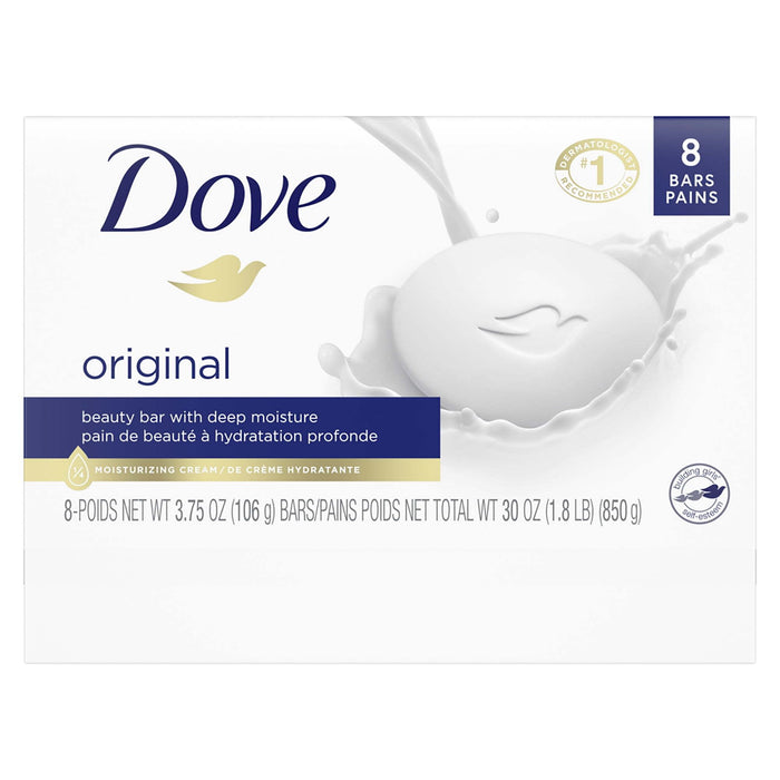 D ove Beauty Bar Original Gentle Skin Cleanser Made With 1/4 Moisturizing Cream 3.75 oz 8 Bars