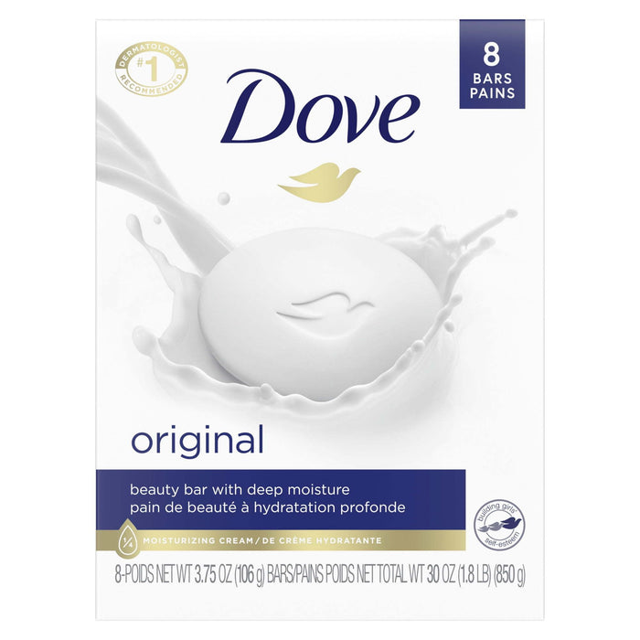 D ove Beauty Bar Original Gentle Skin Cleanser Made With 1/4 Moisturizing Cream 3.75 oz 8 Bars