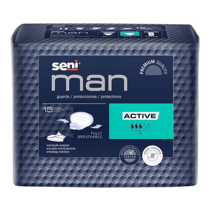 Seni Man Active Bladder Control Pad Moderate Absorbency 8-9/10 X 10-3/5 Inch