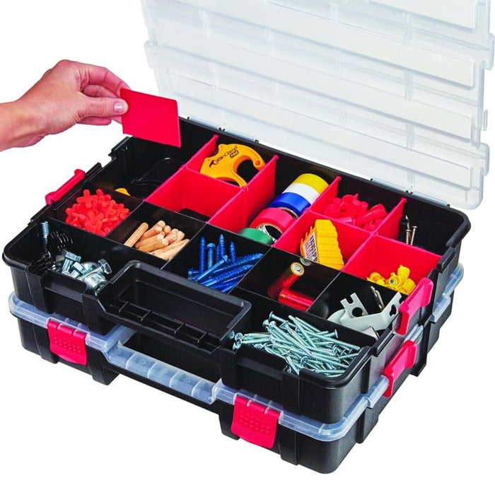 Hyper Tough Plastic Heavy-Duty Interlocking Organizer with Slide Lock 2-Pack