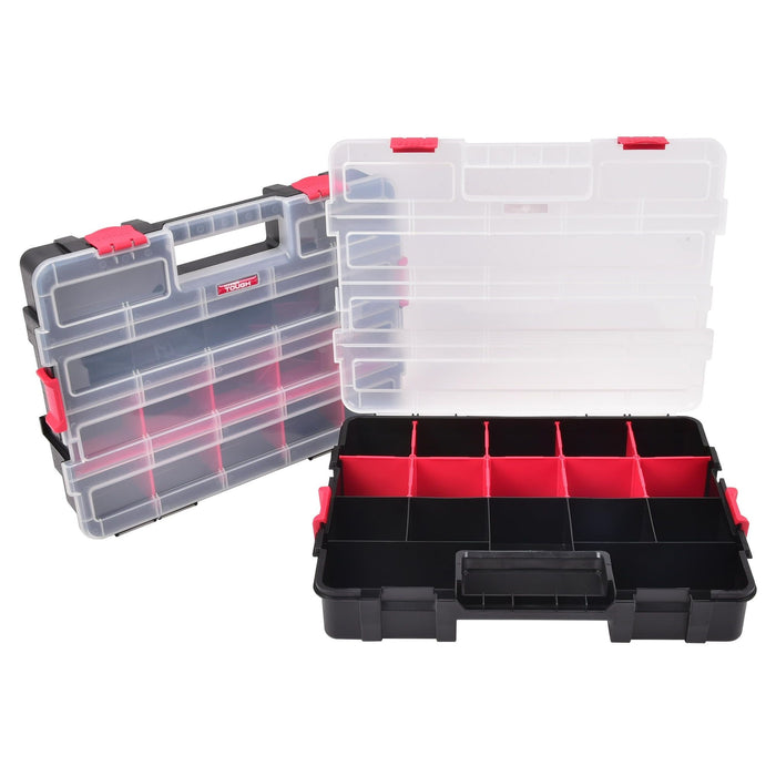 Hyper Tough Plastic Heavy-Duty Interlocking Organizer with Slide Lock 2-Pack