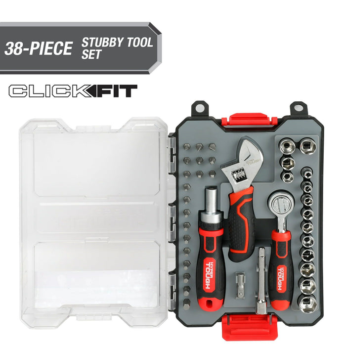 Hyper Tough 38-Piece Stubby Tool Set in Click Fit? Case, 42031CF