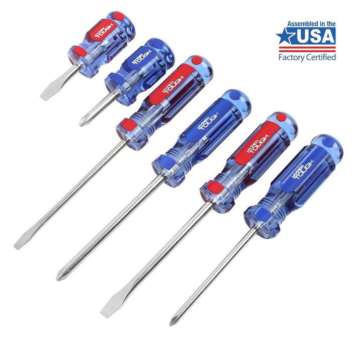 Hyper Tough 6-Piece Phillip and Slotted Screwdriver Set with Acetate Handle, 935G6C