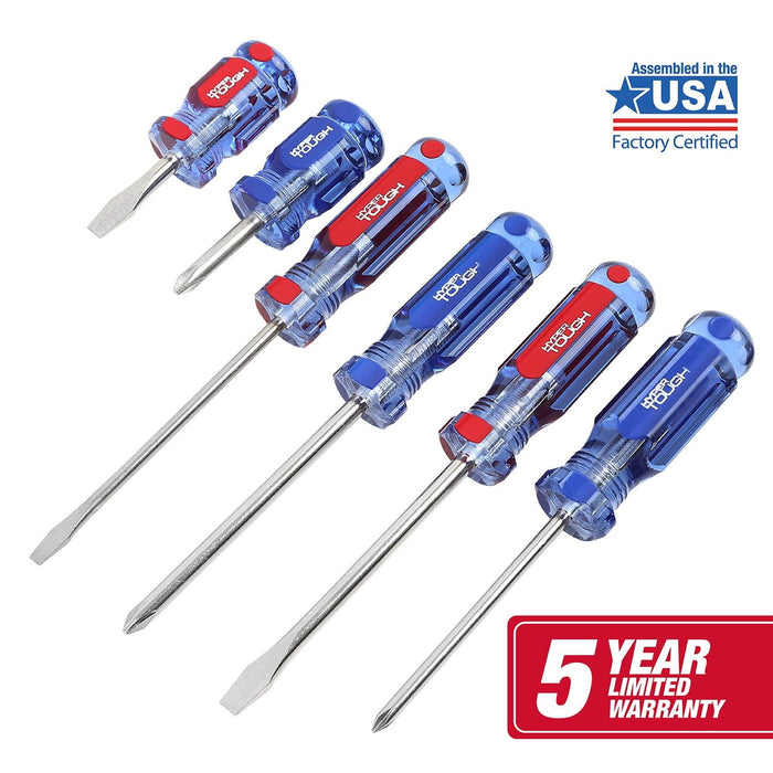 Hyper Tough 6-Piece Phillip and Slotted Screwdriver Set with Acetate Handle, 935G6C