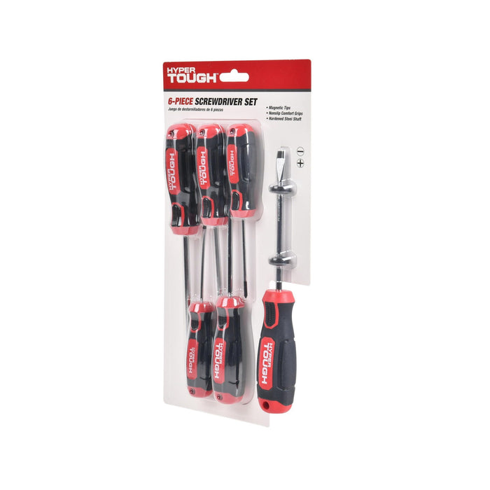 Hyper Tough Heavy-Duty 6-Piece Full Size Steel Philip and Slotted Screwdriver Set, 0 V