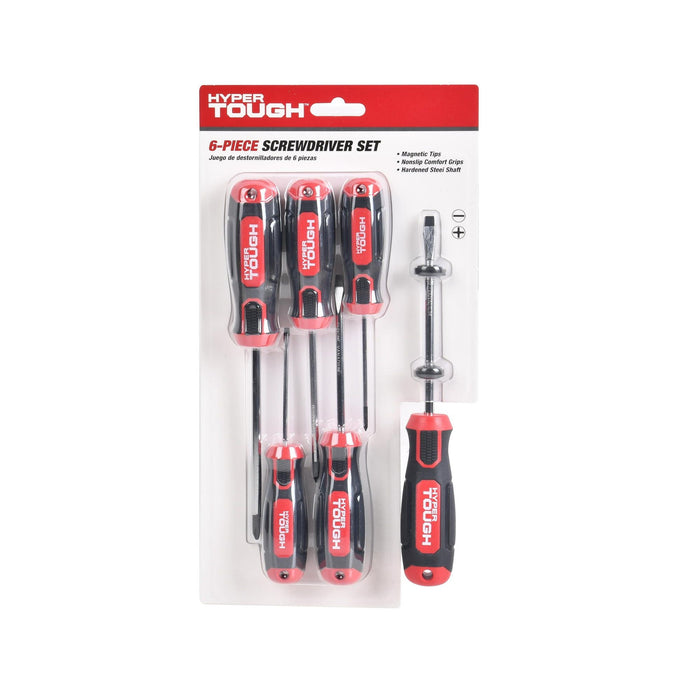 Hyper Tough Heavy-Duty 6-Piece Full Size Steel Philip and Slotted Screwdriver Set, 0 V