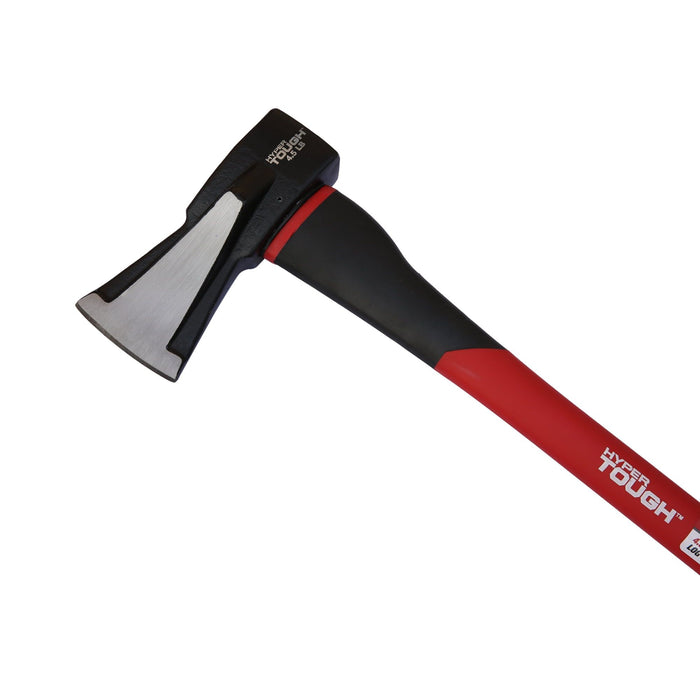 Hyper Tough 4.5lb Wood Log Splitter Axe with Red & Black Double Injection Fiberglass 34" Handle