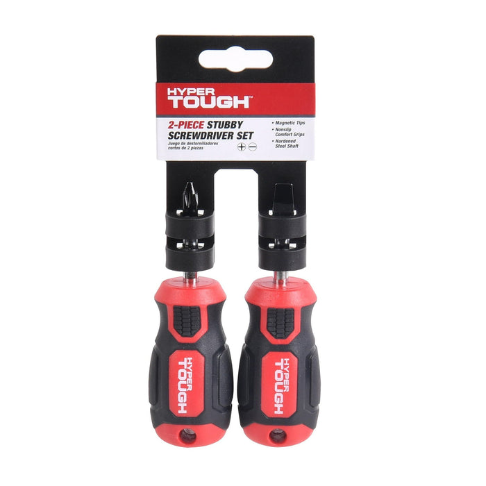 Hyper Tough 2 Piece Stubby Screwdriver Set Slotted, 0 V