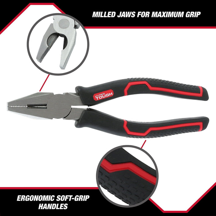 Hyper Tough 8-inch Linesman Pliers with Ergonomic Soft Grips, 5176V