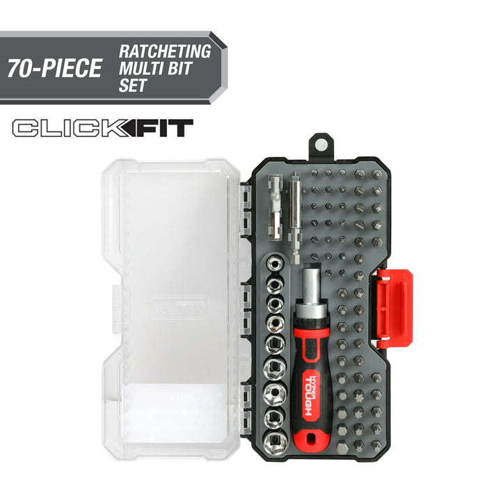 Hyper Tough 70-Piece Socket and Bit Set in Click Fit? Case, 42035CF