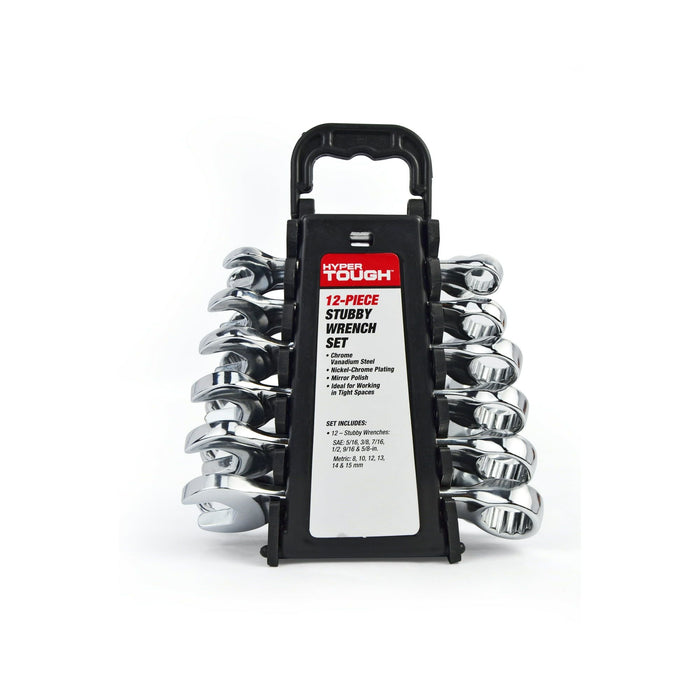 Hyper Tough 12-Piece Stubby Combination Wrench Set