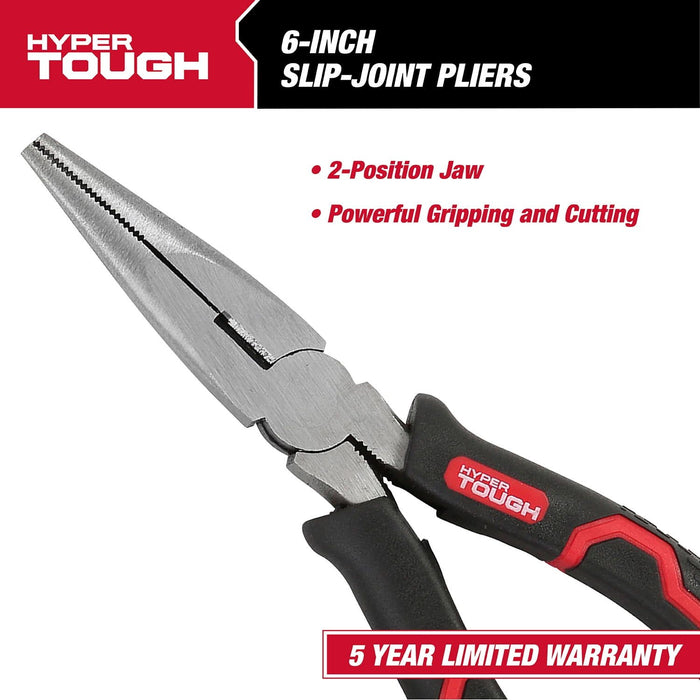 Hyper Tough 6-Inch Long Nose Plier with Ergonomic Comfort Grips,