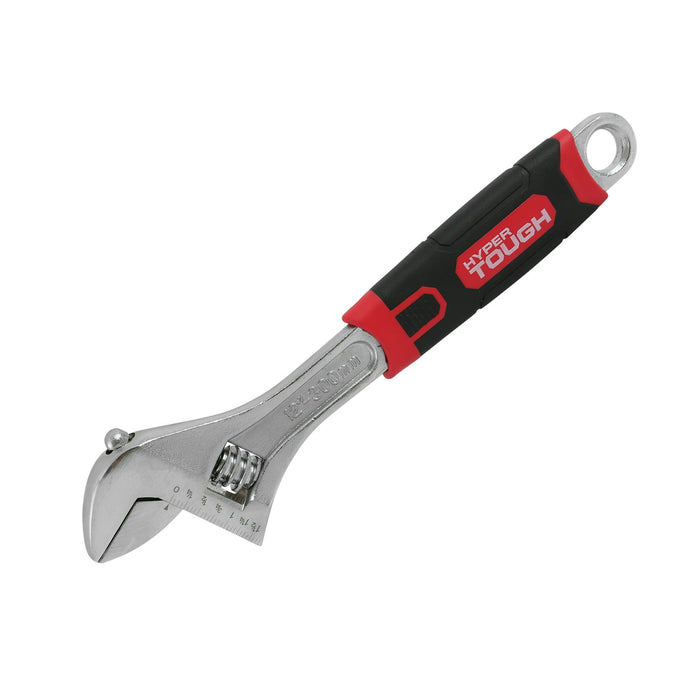 Hyper Tough 12-inch Adjustable Wrench with Ergonomic Soft Grip, Red 5371V