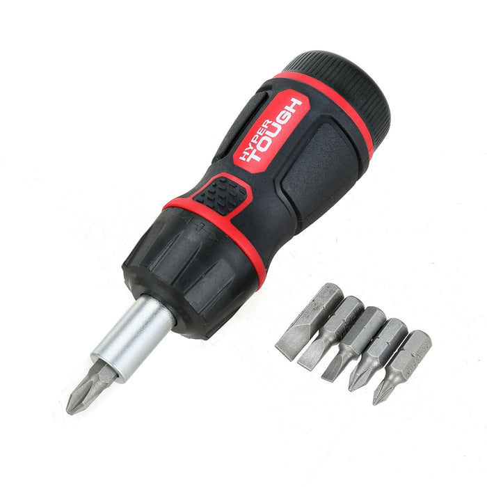 Hyper Tough 7 Piece Stubby Ratcheting Screwdriver Bit Set