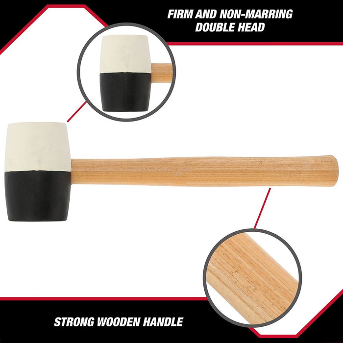 Hyper Tough Double Headed Rubber Mallet, Non-Marring Hammer