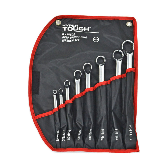 Hyper Tough 8-Piece SAE Deep Offset Ring Wrench Set