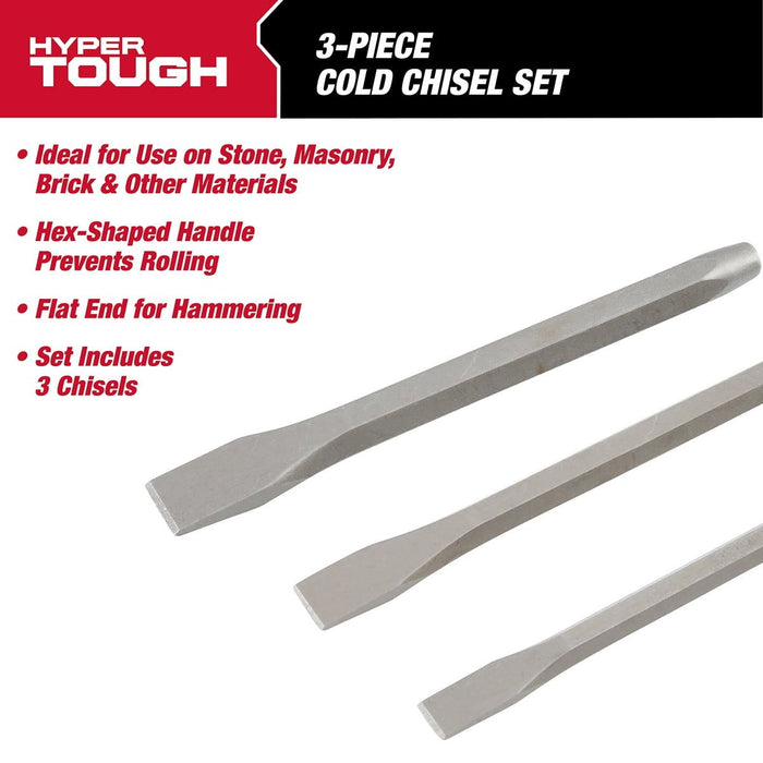 Hyper Tough 3-Piece Heavy Duty Cold Chisel Set, 4031