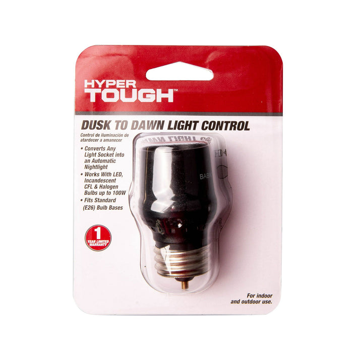 Hyper Tough Indoor/Outdoor Dusk to Dawn 100 Watt Bulb Light Control, Black (1-Pack)