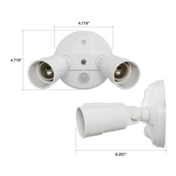 Hyper Tough Dual Head Hardwired Security Light 180-Degree Detection (Bulbs Not Included)