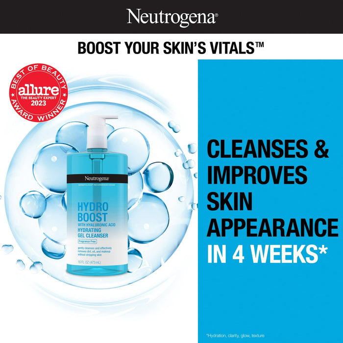 Neutrogena Hydro Boost Hydrating Gel Facial Cleanser, Fragrance-Free, Face Wash, 16 oz