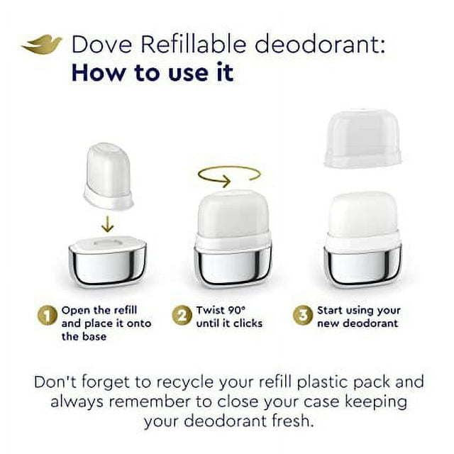 Dove Refillable Deodorant Starter Kit 0% Aluminum Sensitive Aluminum Free Deodorant 1.13 oz