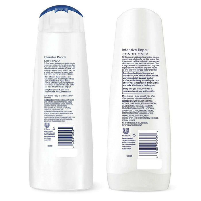 Dove Intensive Repair Shampoo and Conditioner Set, 12 Fluid Ounce Bottles