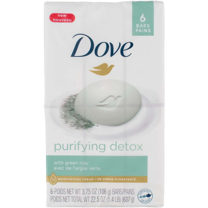 D ove Purifying Detox Moisturizing Beauty Bar Soap, Green Clay, 3.75 oz, 6 Ct