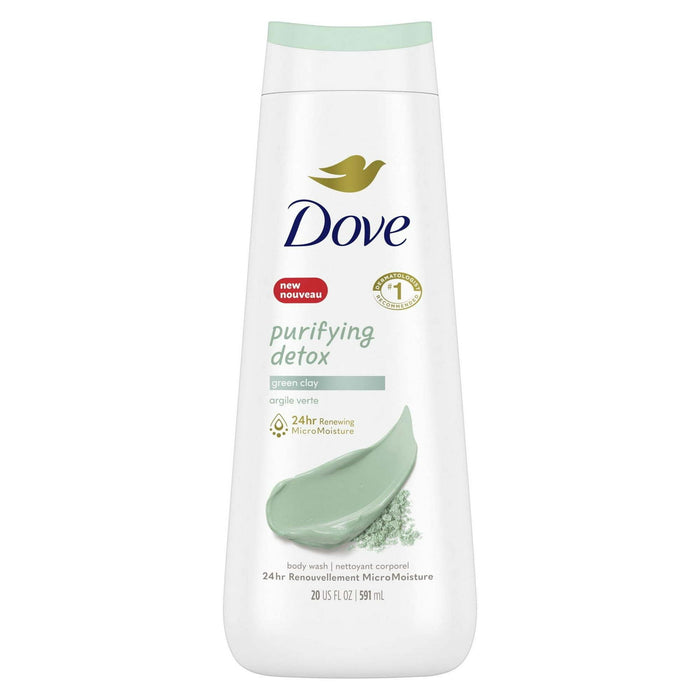 Dove Purifying Detox Long Lasting Gentle Women's Body Wash All Skin Type Green Clay, 20 fl oz