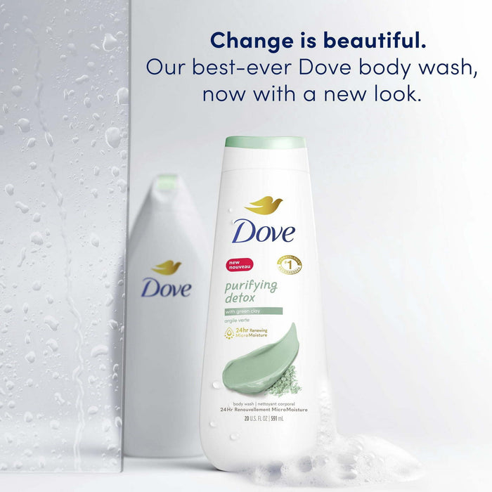 Dove Purifying Detox Long Lasting Gentle Women's Body Wash All Skin Type Green Clay, 20 fl oz