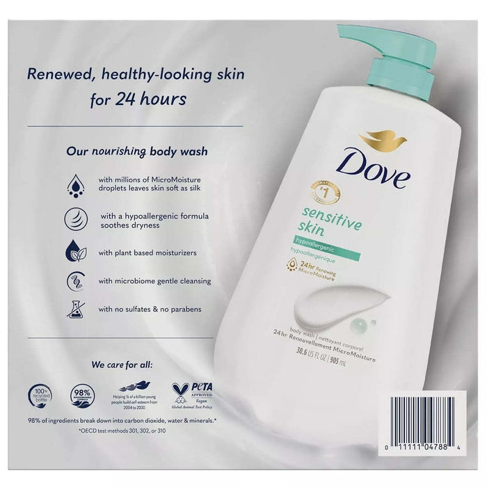 Dove Sensitive Skin Body Wash 30.6 Fluid Ounce (Pack of 2)