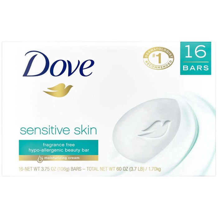 D ove Beauty Bar Sensitive Skin 3.75 Ounce (16 Count)