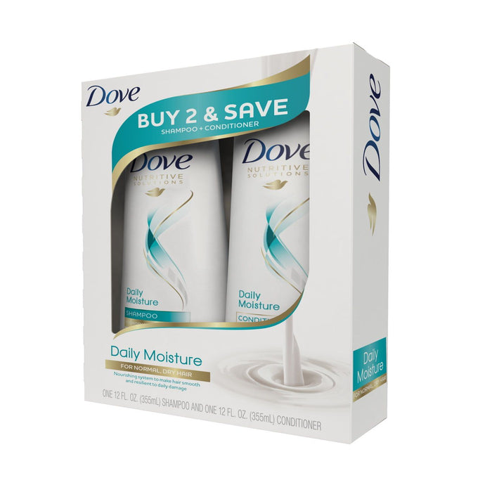 Dove Daily Moisture Nourishing Shampoo and Conditioner Set, 12 oz