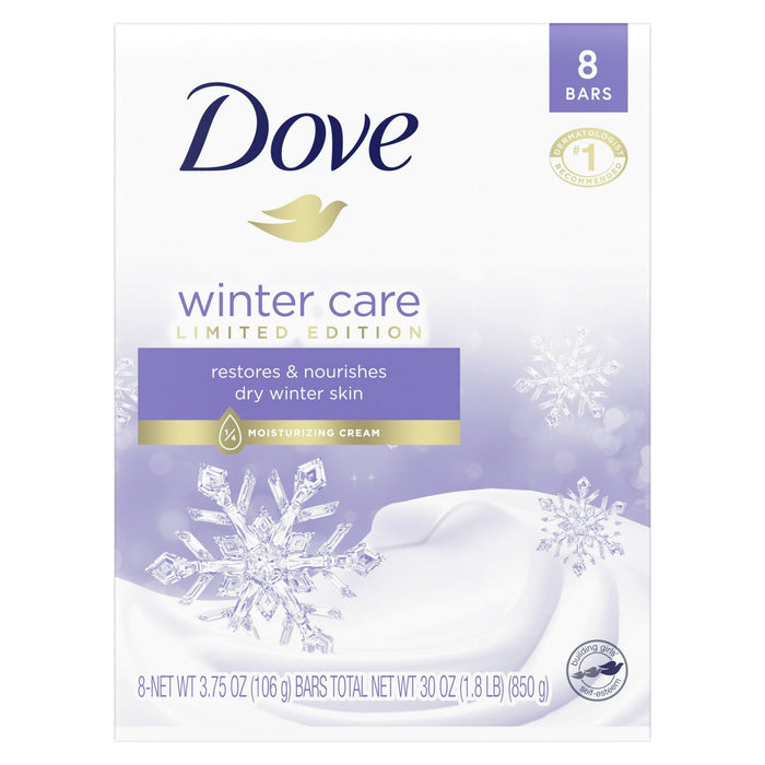 D ove Winter Care Limited Edition Gentle Beauty Bar Soap for Dry Skin, 3.75 oz (8 Bars)