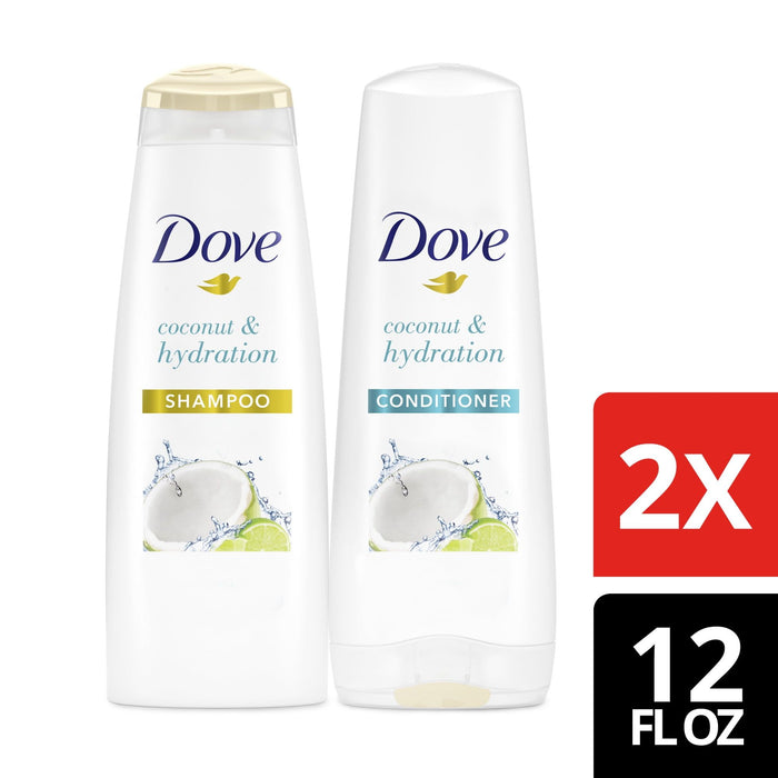 Dove Nourishing Rituals Coconut and Hydration Shampoo and Conditioner Set, Sweet Lime 12 oz