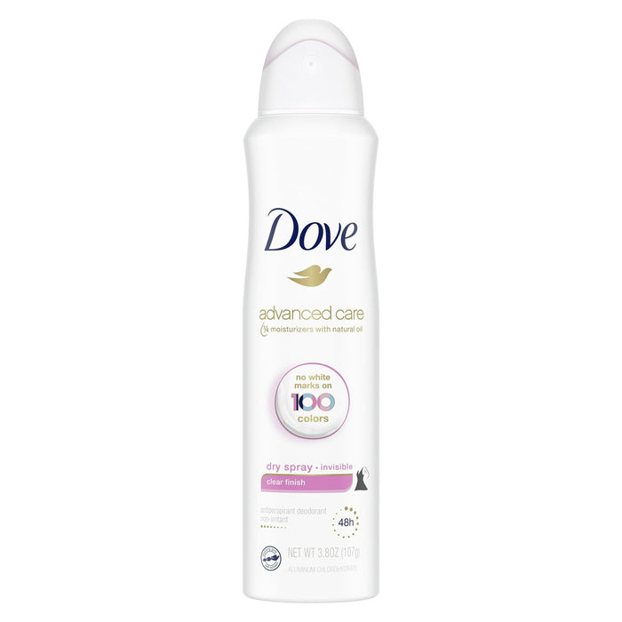 Dove Advanced Care Long Lasting Women's Antiperspirant Deodorant Dry Spray, Clear Finish, 3.8 oz