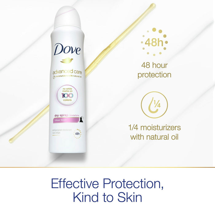 Dove Advanced Care Long Lasting Women's Antiperspirant Deodorant Dry Spray, Clear Finish, 3.8 oz