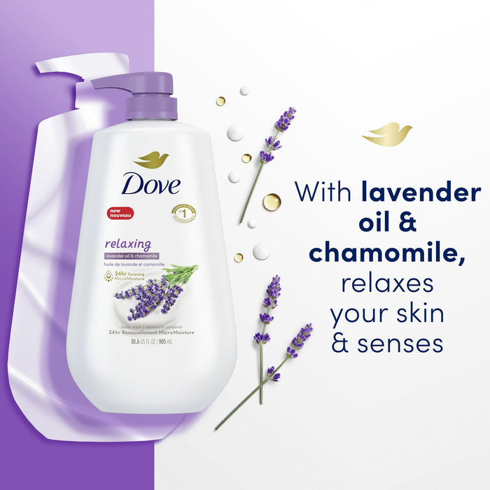 Dove Relaxing Long Lasting Gentle Women's Body Wash, Lavender Oil and Chamomile, 30.6 fl oz