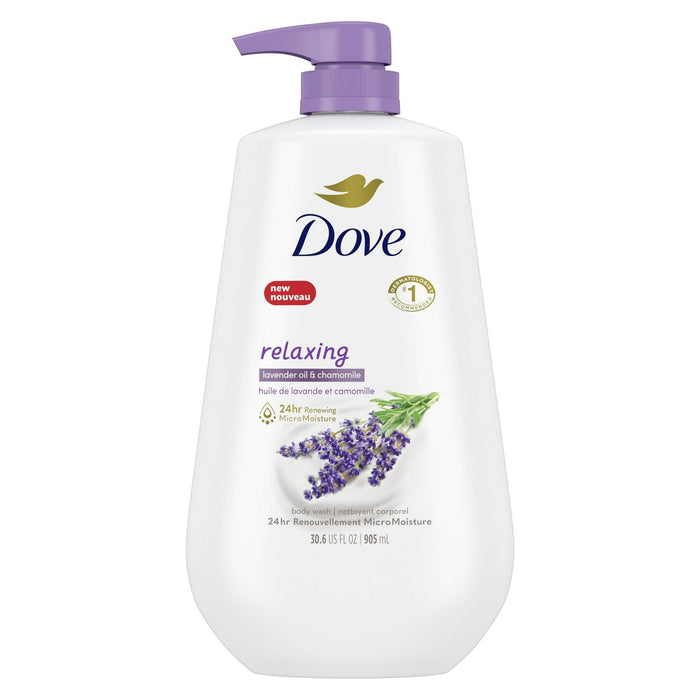 Dove Relaxing Long Lasting Gentle Women's Body Wash, Lavender Oil and Chamomile, 30.6 fl oz