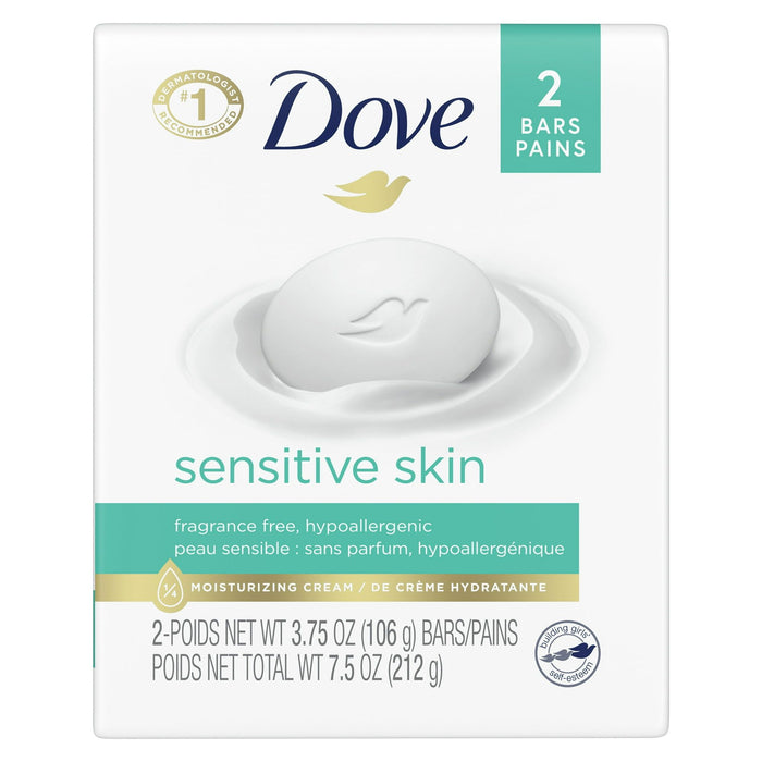 D ove Moisturizing Beauty Bar Sensitive Skin, 3.75 oz, 2 Bars