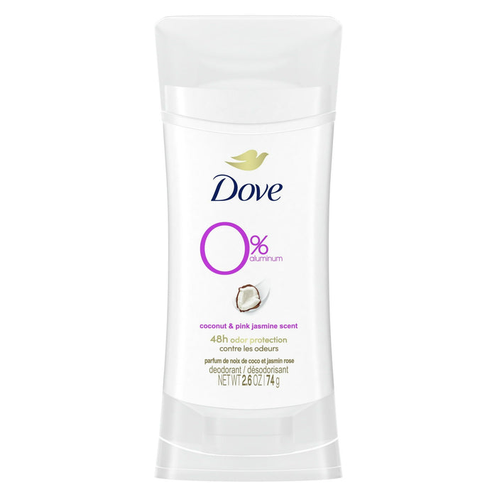 Dove 0% Aluminum Women's Deodorant Stick, Coconut and Pink Jasmine, 2.6 oz