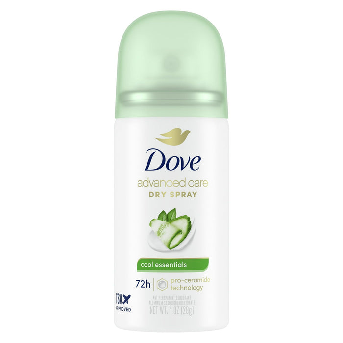 Dove Advanced Care Travel Size Antiperspirant Deodorant Dry Spray Cool Essentials Pro Ceramide Technology, 1 oz