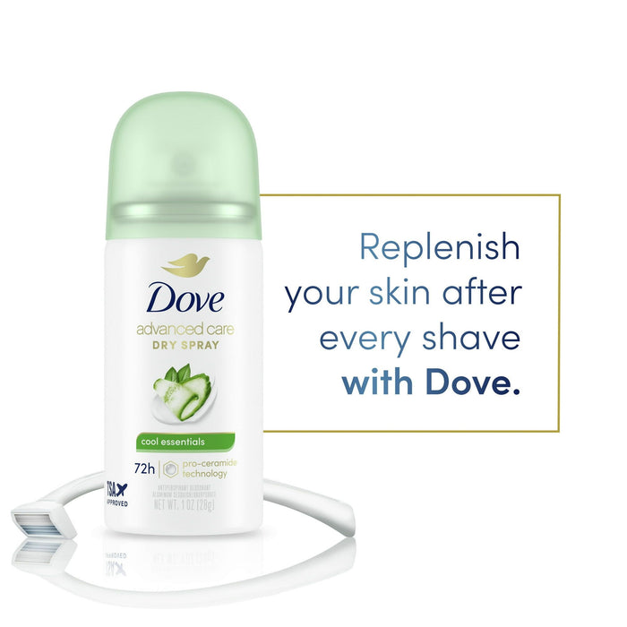 Dove Advanced Care Travel Size Antiperspirant Deodorant Dry Spray Cool Essentials Pro Ceramide Technology, 1 oz