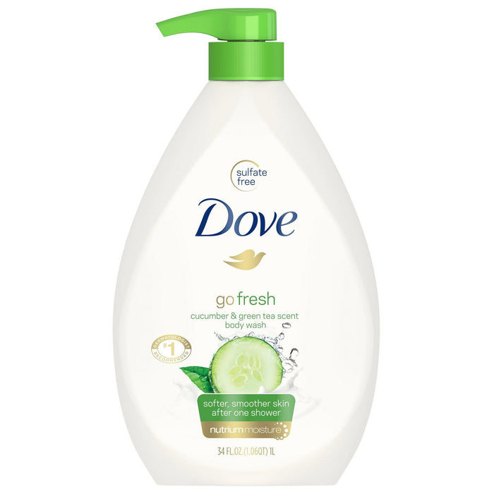 Dove Refreshing Gentle Women's Body Wash All Skin Type, Cucumber & Green Tea, 30.6 fl oz