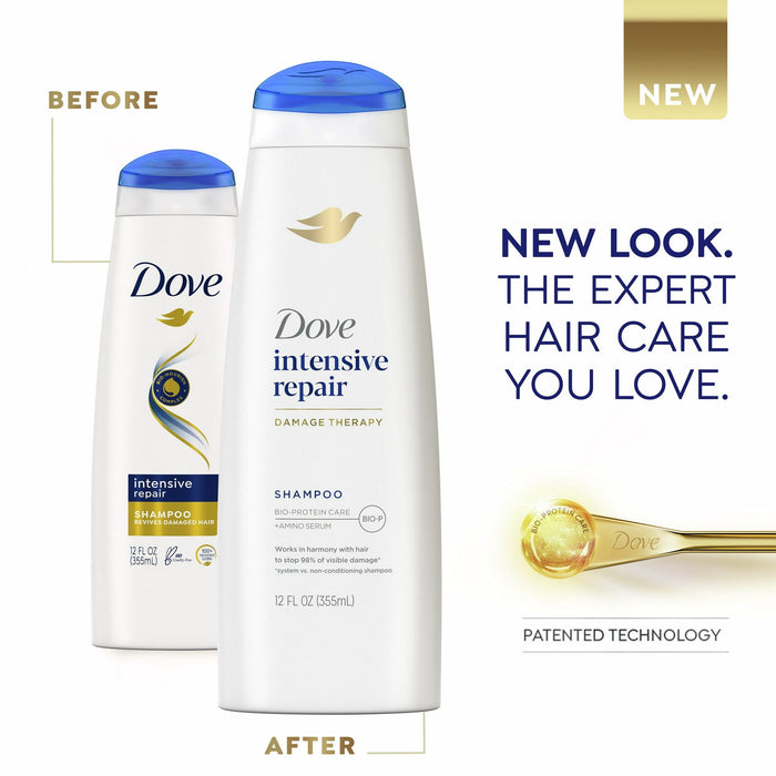 Dove Nourishing Intensive Repair Daily Shampoo for Damaged Hair with Bio-Protein Care, 12 oz