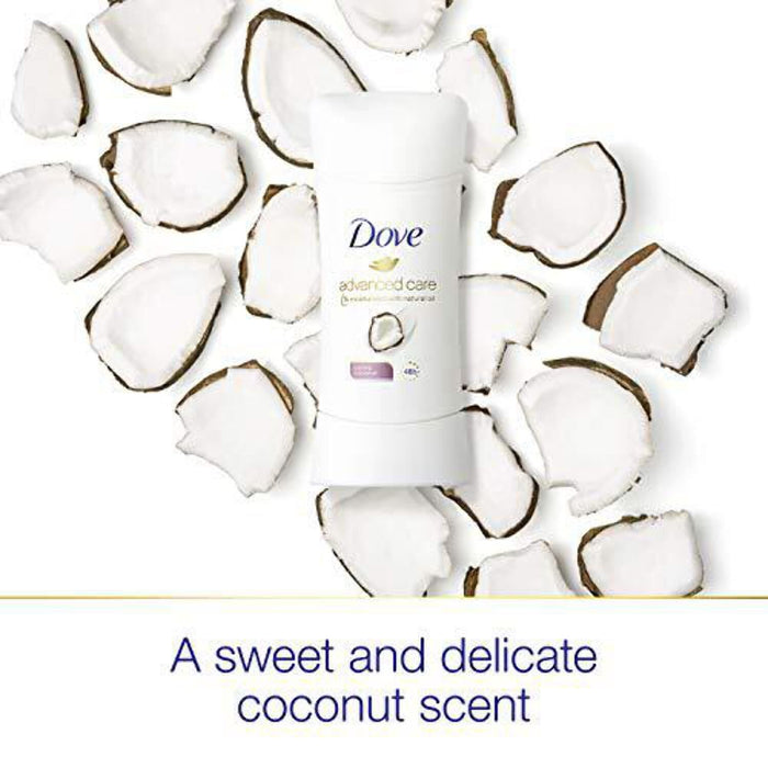 Dove Advanced Care Long Lasting Women's Antiperspirant Deodorant Stick Coconut, 2.6 oz Twin Pack