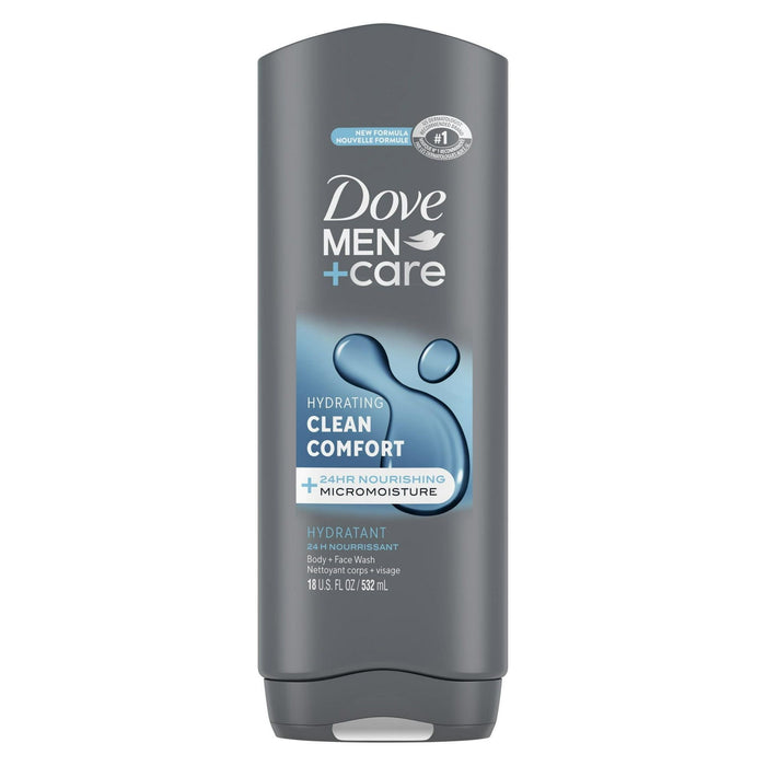 Dove Men+Care Clean Comfort Hydrating Gentle Women's Face & Body Wash All Skin, 18 oz