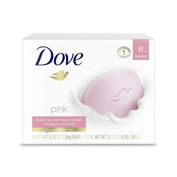 D ove Pink Gentle Deep Moisturizing Beauty Bar Soap, Rosa, 3.75 oz (8 Bars)