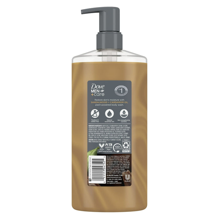 Dove Men+Care Plant-Based Body Wash Sandalwood + Cardamom Oil, 26 oz